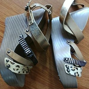 High wedge heels sandals sexy animal leopard 8 38